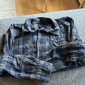 J. Crew Gray and Blue Plaid Casual Button-Down Shirt